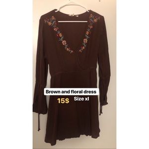Floral and brown dress